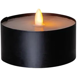 MARELIDA XXL LED Teelicht gelbe LED H: 7cm D: 10cm Batteriebetrieb Timer Outdoor schwarz