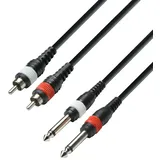 Adam Hall Kabel Rca 2 Stecker auf 2 Jack 6,3 Mono 1m