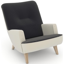 Loungesessel MAX WINZER „build-a-chair Borano“ Sessel Gr. Samtvelours, Füße Buche natur-Füße Buche natur, B/H/T: 70 cm x 75 cm x 96 cm, beige (creme, anthrazit) Loungesessel im Retrolook, zum Selbstgestalten