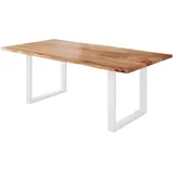 möbelliebling Esstisch Baumkante massiv Akazie natur 220 x 100 weiß NICK