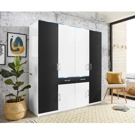 Priess Kleiderschrank 185 x 193 x 55 cm Schwarz