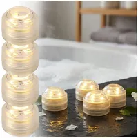 shop'n smile ideoon Ideoon 4er-Set Unterwasser Wasserdichte LED-Teelichter, Warmweiß, IP68 Wasserdicht für Pool, Badewanne, Dekoschale, Unterwasser-Licht, Garten-Deko - Tauchbar & Stimmungsvoll