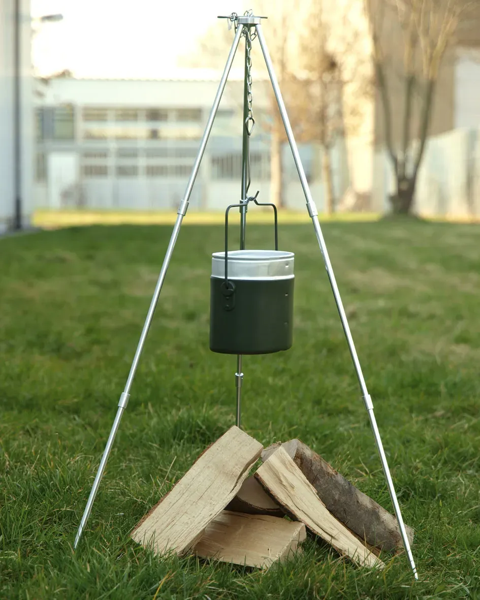 Mil-Tec Tripod, grille de cuisson - Argent