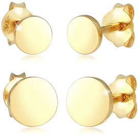 Elli »Ohrringe Disc Plättchen Kreis Basic 2er Set 925 Silber«, goldfarben