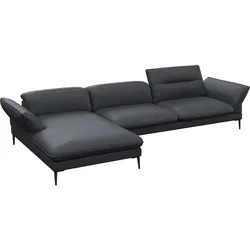 Ecksofa FLEXLUX "Salino, Funktionssofa mit Recamiere, Relaxsofa, Ecksofa", schwarz (deep schwarz), B:340cm H:88cm T:182cm, Sofas, Sofa mit Arm- und Kopfteil-Verstellungen, Kaltschaum & Stahl-Wellen