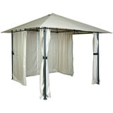 Mendler Pergola HWC-J63, Garten Pavillon Terrassenüberdachung mit Seitenwand, 3x3m - creme-beige