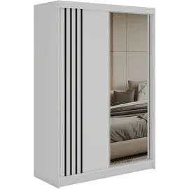 MKS Schiebetürenschrank DIANA 150 x 216 x 61 cm Weiß/Schwarz