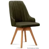 58 aufm Kessel Esszimmerstuhl Küchenstuhl drehbar (2er-Set) Dotti 52x91x60 Eiche geölt/Natur (Lieferung bis Verwendungsstelle, 8 St), Stabiles Gestell aus Massivholz pflegeleichter Bezug aus Microfaser grün