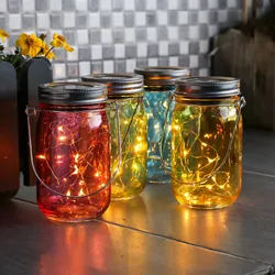 LED Solar Gläser - Windlichter - LED Drahtlichterkette - Lichtsensor - Aufhänger...