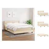 vidaXL Boxspringbett mit Matratze Creme 140x200 cm Stoff