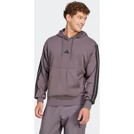 adidas Herren Kapuzensweat Essentials 3-Streifen French Terry, Größe L in Grau GRESTR/BLACK