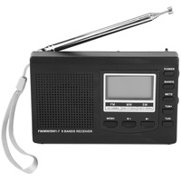 Tragbare Mini-Radios FM/MW/SW-Empfänger mit digitalem Wecker FM-Radioempfänger mit Antenne(schwarz)