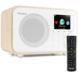 Audizio Vicenza Internetradio WLAN Radio mit Bluetooth 5.0, DAB Radio Akku 10H, Line-Out, FM-Radio mit Fernbedienung, USB-C Ladekabel - DAB Plus Radio in Weiß