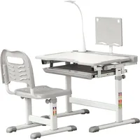 Homcom Kinderschreibtisch mit Stuhl höhenverstellbar grau/weiß