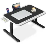 Laptoptisch, Laptop Betttisch Klappbar, Notebook Tisch,Schublade, Cup Slot, für Bett, Sofa, Boden (Black)