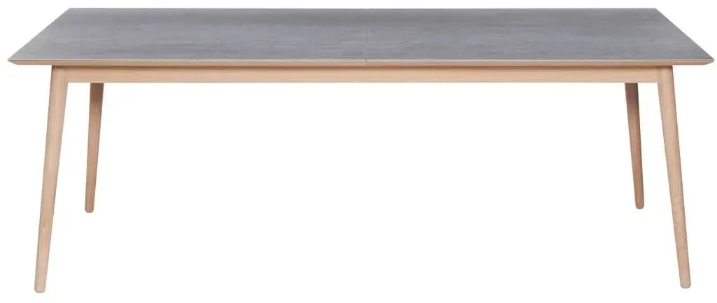 Esstisch HAMMEL FURNITURE "Meza Designtisch mit Auszugsfunktion und 2 Einlegeplatten", grau (, natur, grau keramik, natur, grau keramik), B:210cm H:74cm T:100cm, Tischplatte: Keramik. Eingenlegeplatten: Weißpigmentiertes, matt lackiertes Eichenfurnier. Gestell: Massive Eiche, Tische, rechteckige Tischplatte aus Keramik, Massivholzgestell