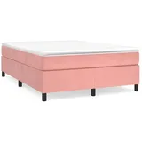 vidaXL Boxspringbett mit Matratze Rosa 140x200 cm Samt