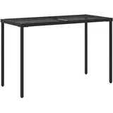 vidaXL Gartentisch mit Glasplatte 117,4 x 58,8 x 11,1 cm Schwarz