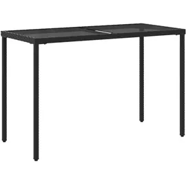 vidaXL Gartentisch mit Glasplatte 117,4 x 58,8 x 11,1 cm Schwarz