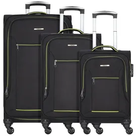 nowi Sevilla Koffer-Set 3-tlg. schwarz/lime