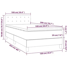 vidaXL Boxspringbett mit Matratze & LED Dunkelbraun 100x200 cm Stoff