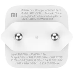 Xiaomi Mi 65W Fast Charger with GaN Tech, Schnellladegerät mit USB-C auf USB-C Kabel, auch geeignet als Notebook-Ladegerät