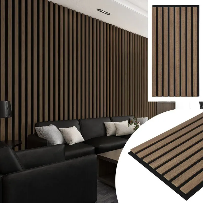 Art3d Akustische Paneele Dunkle Walnuss | 3D-Schalldämpfungs-Paneele | Holzoptik auf Akustikvlies | Ideal für Büro, Studio, Wohnzimmer, Homeoffice & Küche 3,6 m2 20er-Pack (30 x 60) cm