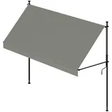 Wasabi - Klemmmarkise 300cm Cityline Grau - Verstellbare Markise ohne Bohren - Sonnensegel UV Schutz Sonnenschutz - Klemmmarkise für Outdoor