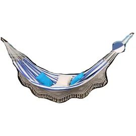 Denana Familien Hängematte Nautica Azul mit Borte 100% Baumwolle Tuchhängematte von