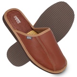 filsko® Tarm - Slippers Herren - geschlossen - EVA Sohle - Naturleder - rutschfest - atmungsaktiv - braun - 47 EU - 47 EU