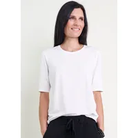 Seidel Moden T-Shirt SEIDEL MODEN, Damen, Gr. 50, weiß (sanftes weiß), Jersey, Obermaterial: 96% Viskose, 4% Elasthan, unifarben, Basic, figurumspielend hüftlang, Rundhals, abgesteppte Kante, Shirts T-Shirt, mit Rundhalsausschnitt, MADE IN GERMANY
