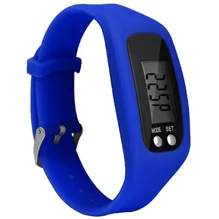 Sport Laufen Silikon Schrittzähler Kalorien Schrittzähler Digitaluhr Armband-Blau