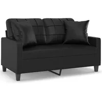 vidaXL 2-Sitzer-Sofa mit Zierkissen Schwarz 120 cm Kunstleder