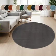 Paco Home Cadiz 630 Kurzflorteppich Ø 120 cm anthrazit 