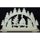 schwibbola holzkunst aus dem erzgebirge Schwibbogen mit Waldhaus und Beleuchtung BxHxT 50x31x7cm NEU Lichterbogen Fensterbogen Spitzbogen Erzgebirge Seiffen Weihnachten Licht Holz Dekoration Beleuchtung Fensterschmuck