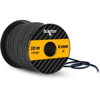 fuxton® Gummiseil (6mm x 10m), Expanderseil, Gummileine, Bungee Cord Marine, Spanngummi Meterware, schwarz