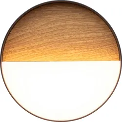 Licht-Erlebnisse Runde LED Wandleuchte Außen Schwarz Holz Metall LE116020