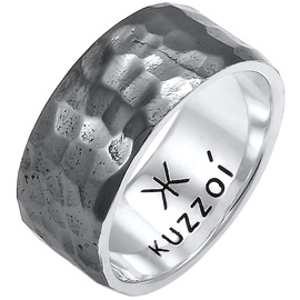 KUZZOI Herren Bandring Gehämmert Oxidiert 925 Silber Herrenschmuck 10 mm