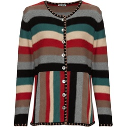 Baumwoll-Strickjacke, Streifen natur, 40/42
