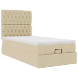 vidaXL Ottoman-Bett mit Matratze Creme 100x200 cm Stoff