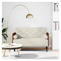 vidaXL Zweisitzer-Sofa mit Nackenrollen Creme 110 cm Samt