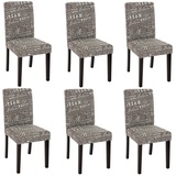 MCW 6er-Set Esszimmerstuhl Stuhl Küchenstuhl Littau ~ Textil mit Schriftzug, grau, dunkle Beine