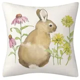 Kissenbezug 80x80 Rosa Gelbes Kaninchen Kopfkissenbezug 80x80 Baumwolle Leinen Sofakissen mit Reißverschluss Dauerhaft Kissenbezüge 80x80 Knitterfreie Starke Atmungsaktivität Couchkissen 1 Pcs