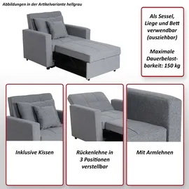 MCW Schlafsessel MCW-L90 Textil 101 x 90 x 197 cm Grau mit Kissen