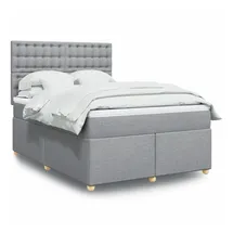 vidaXL Boxspringbett mit Matratze Hellgrau 140x200 cm Stoff