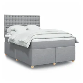 vidaXL Boxspringbett mit Matratze Hellgrau 140x200 cm Stoff