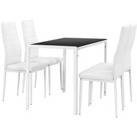[en.casa] Moderner Esstisch schwarz/weiß + 4er Stuhlset weiß
