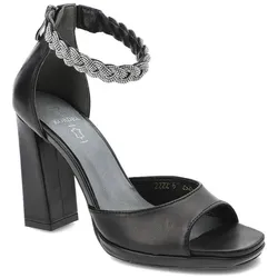 Schwarze Sandalen Kordel Elegante Lederschuhe, 39