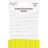 K3T Elastik Gummilitze/Gummiband, 8 mm x 5 m, Farbe weiß, Art.-Nr. 81085-K3T