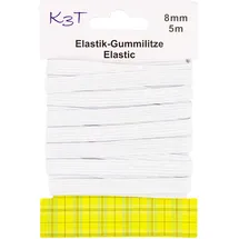 K3T Elastik Gummilitze/Gummiband, 8 mm x 5 m, Farbe weiß, Art.-Nr. 81085-K3T